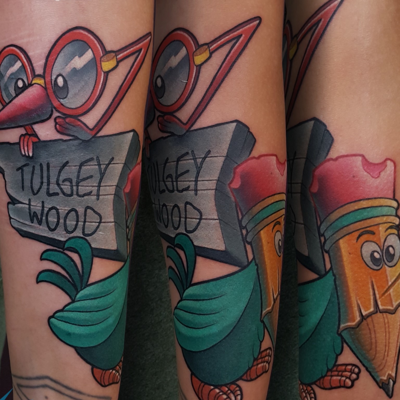 Tattoo of Tulgey Wood from Alice in Wonderland created by Cracker Joe Swider in CT